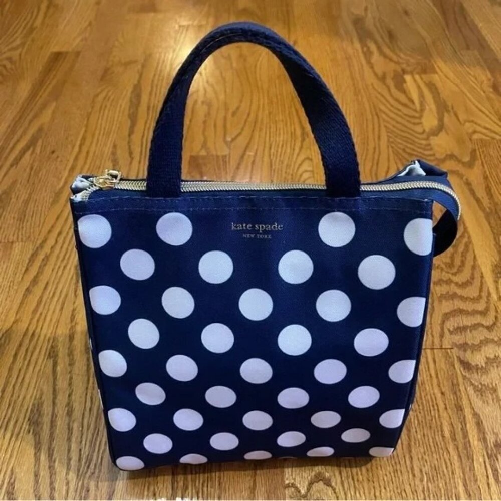 Kate Spade New York Insulated Lunch Bag‎ Navy Jumbo Dot - Picture 4 of 6